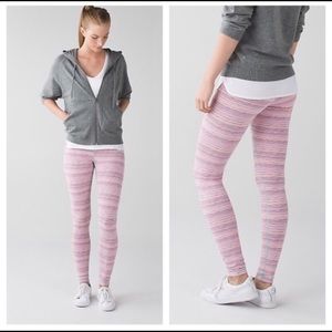 Lululemon Wunder Under Pink Cyber Stripe Leggings size 2